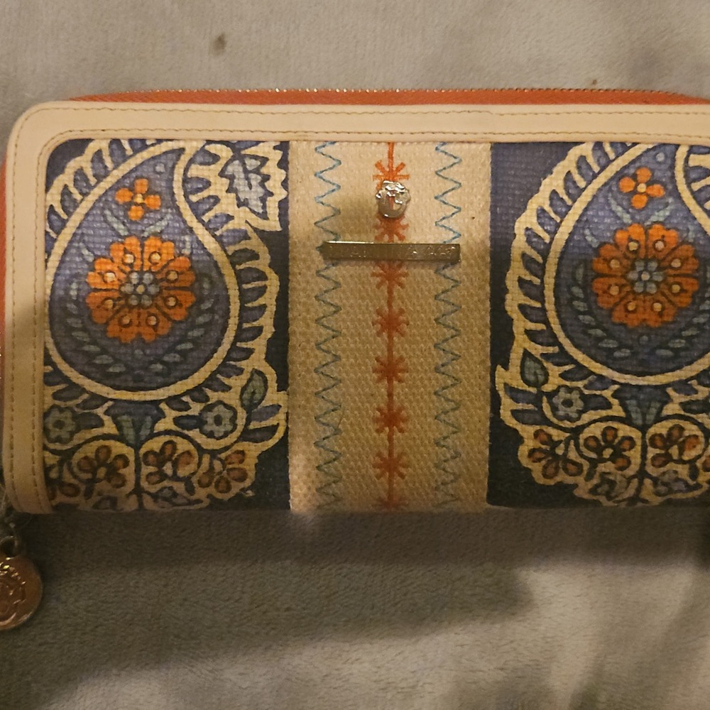 Spartina 449 Blue, Orange, Cream Embroidered Wallet